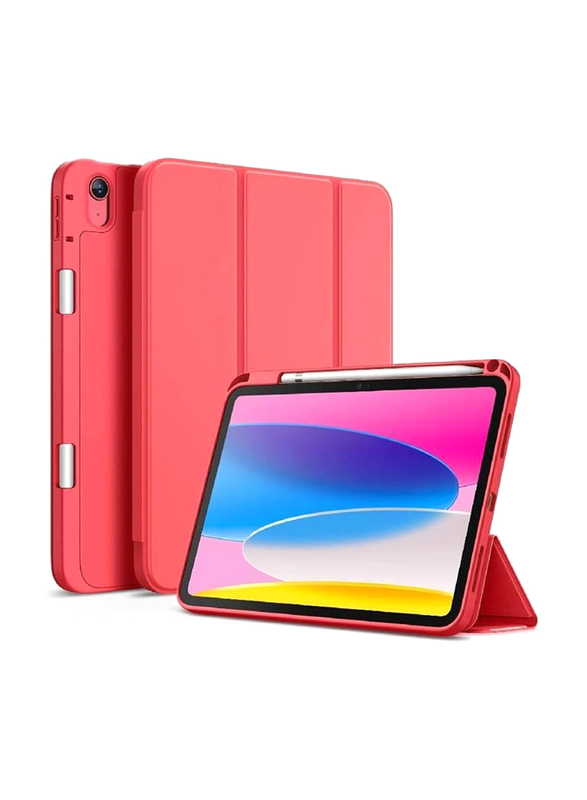 Gennext Apple iPad 10.9inch 2022 10th Generation Soft TPU Back Slim Tablet Flip Case Cover with with with Stylus Holder, Watermelon
