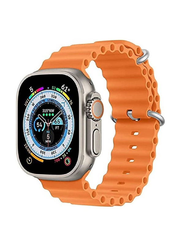 Zoomee Replacement Silicone Hole Wavy Strap for Apple Watch Series 8 Ultra 49mm, Orange