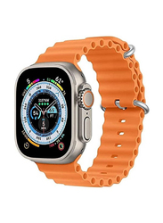 Zoomee Replacement Silicone Hole Wavy Strap for Apple Watch Series 8 Ultra 49mm, Orange