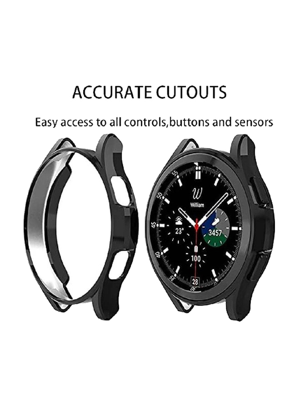 Silicone Protective TPU Half Frame Case for Samsung Galaxy Watch 4 Classic 46mm, Black