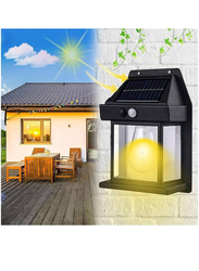 Gennext Solar Wall Lamp Fence Motion Sensor Tungsten Filament Courtyard, Black