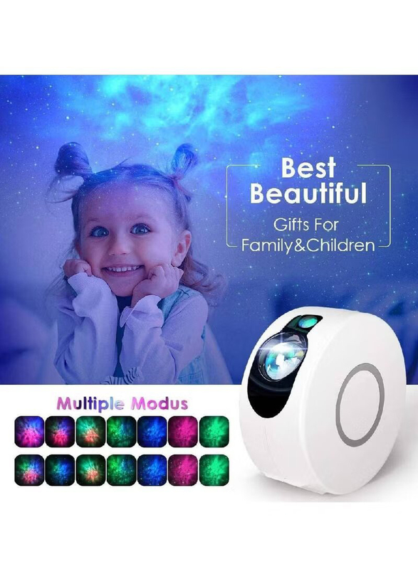 Gennext LED Night Light Colorful Star Projector 2022 with 7 Lighting Effects, 360 Degree Rotating & Remote Control for Bedroom & Party Decoration, White