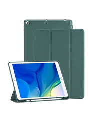 Gennext Apple iPad 9th/8th/7th Generation Smart Magnetic Stand Protective Slim Soft TPU Tablet Flip Case Cover with Pencil Holder, Dark Green