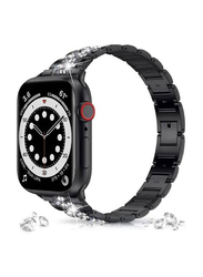 Gennext Replacement Women Jewellery Bling Diamond Bracelet Band for Apple Watch Series 7/6/5/4/3/2/1/SE 41/40/38mm, Black