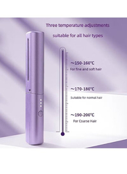 Gennext Rechargeable Portable Cordless Mini Hair Straightener with Electric Hot Comb & Travel Flat Negative Ion Hair Straightener Brush, Purple