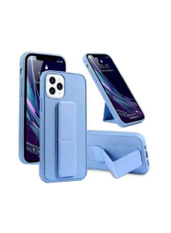 Zoomee Apple iPhone 13 Pro Mobile Phone Case Cover with Magnetic Foldable Back Stand & Finger Strap, Blue