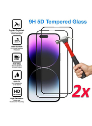 Apple iPhone 14 Pro Max 2-Piece Full Coverage Crystal Clear Tempered Glass Screen Protector, Clear