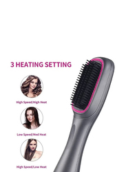 Rabos 2 In 1 Professional Hair Dryer Brush Negative Ion Blow Straightening Hot Air Styling Comb Electric Hair Straightener Styler, Grey