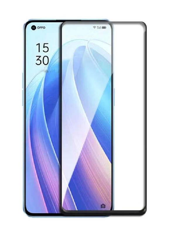 Zoomee OPPO Reno6 9H Full Coverage Anti Scratch Tempered Glass Screen Protector, Clear/Black