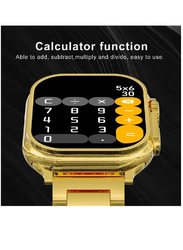 Ultra Design IP67 Water Resistant Bluetooth Call Smartwatch with Wireless Charge Real-Time Health Monitor, Gold