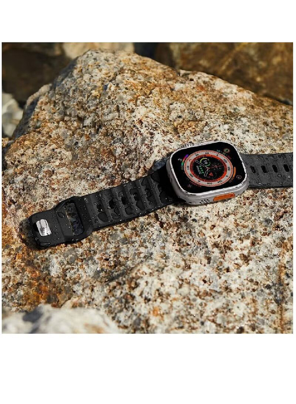 Gennext Replacement New Design Silicone Waterproof Strap for Apple Watch Ultra Band 49mm, iWatch Series 8/7/6/5/4/3/2/1/SE/Ultra, Black