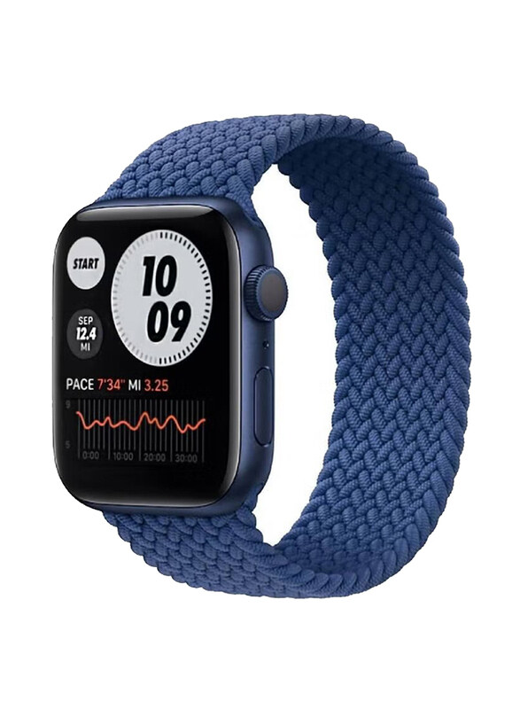 

Gennext Braided Solo Loop Watch Band for Apple Watch Series 1/2/3/4/5/6/7/SE with 44mm/42mm/Elastic Nylon Straps, Olympic Blue