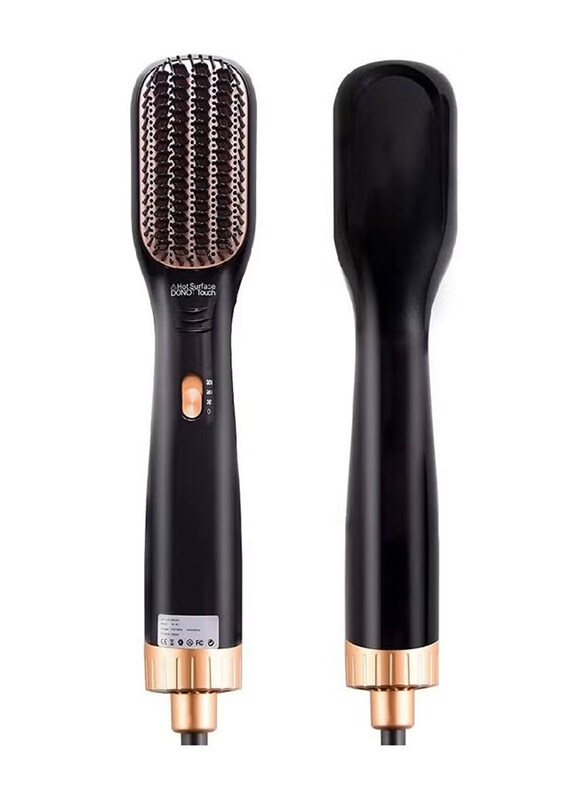 

Gennext 3 in 1 Hot Air Styler Multi-functional Hair Dryer Hot and Volumizer Hair Straightener Electric Curler Comb, Black/Gold