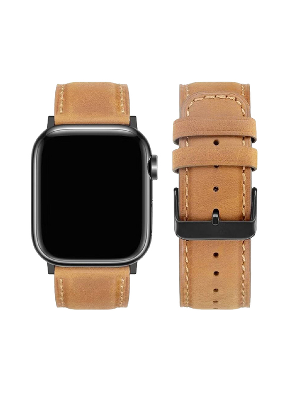 Gennext Replacement Genuine Leather Band for Apple Watch Series 8/7/SE/6/5//4/3/2/1, Brown