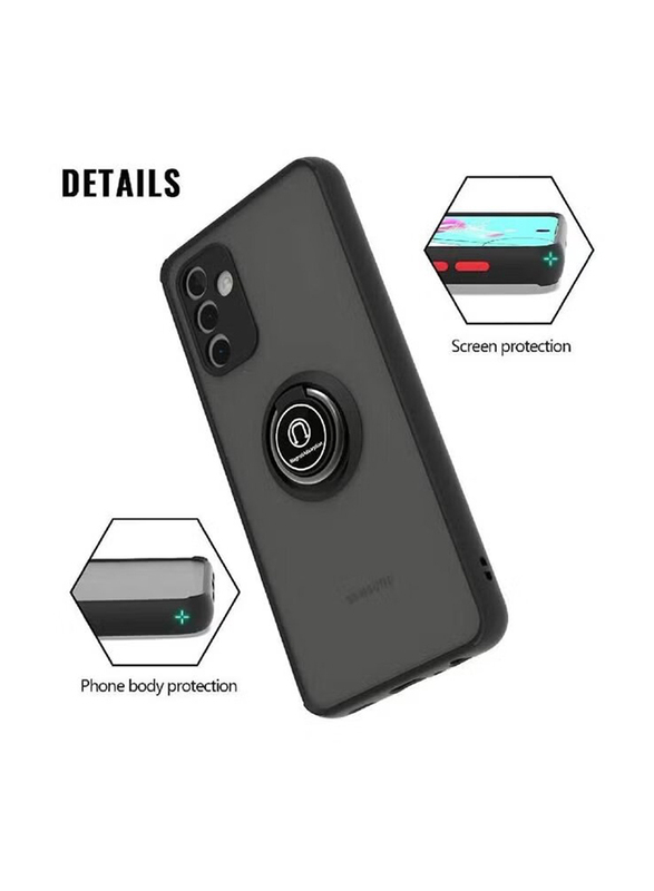 Gennext Samsung Galaxy A13 5G Mobile Phone Case Cover with Car Magnetic Mount Shockproof Matte Hard Back Bumper Metal Ring Holder Grip Kickstand, Black