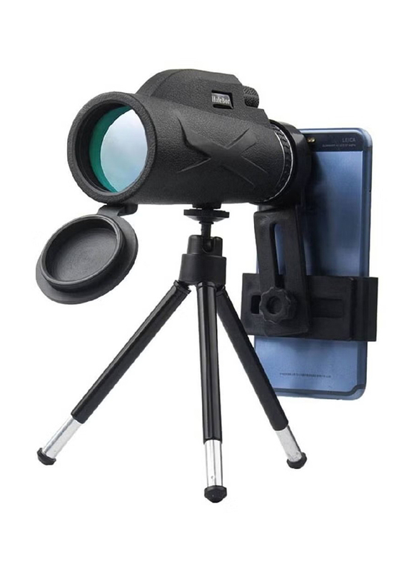 40x60 HD Monocular Long Range High Quality Telescope with Phone Clip Tripod, Black