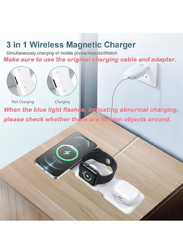 Gennext 3-in-1 Foldable Magnetic Fast Wireless Charging Pad for Apple iPhone 14/Pro/Max/Plus/13/12/Apple Watch, White