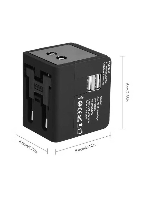 Gennext Earldom Dual USB AC Universal Adapter Charger, Black