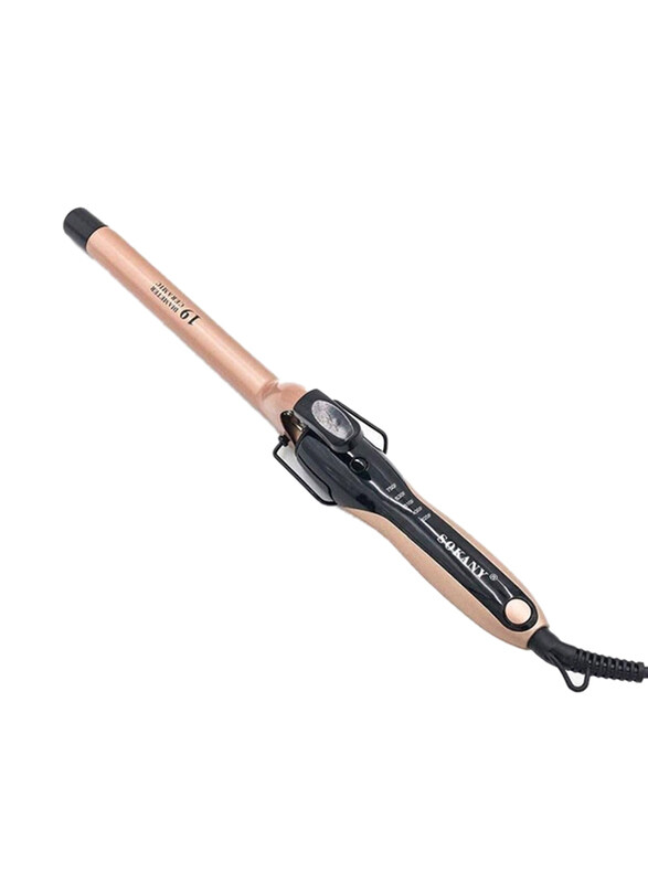 

Sokany Curling Iron Hair Curler Ceramic Coating Anti-Scald Curling Wand for Any Hair Type, Black/Gold