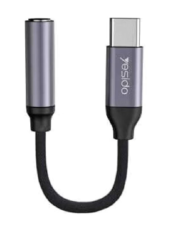 Yesido Type C to Aux 3.5mm Female Headphone Jack Audio Dongle Cable, Black/Grey
