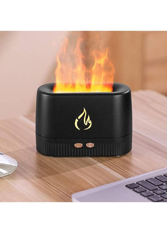 Essential Oil Flame Aroma Diffuser Humidifier, Black