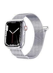 Gennext Magnetic Clasp Metal Strap For Apple iWatch Series 8/7/6/5/4/3/2/1/SE/Ultra, 49mm 42mm 44mm 45mm, Silver