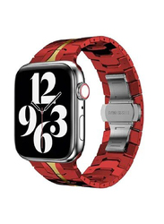 Gennext Stainless Steel Metal Replacement Band Compatible for Apple Watch Band 44mm/42mm/45mm, Red/Yellow