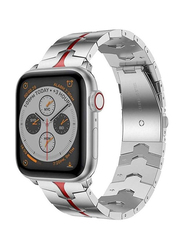 Gennext Stainless Steel Metal Replacement Band for Apple Watch Ultra Series 8 49mm, Silver/Red