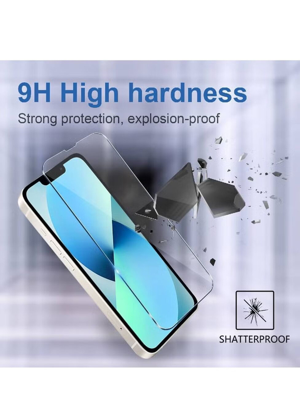 Gennext Apple iPhone 14 Plus 5 in 1 Designed Never Yellow Military Protection Mobile Phone Case Cover with 2 Tempered Glass Screen Protector + 2 Camera Lens Protector, Clear