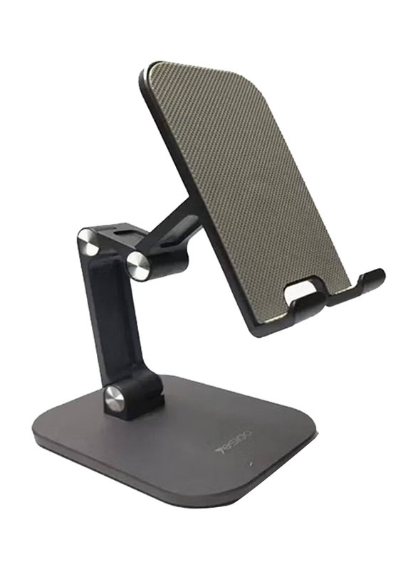 Double Folding Free Rotation Support Mobile Phone Holder for Smartphones, Black