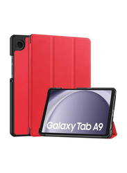 Samsung Galaxy Tab A9 8.7 Inch Slim Tri-fold Stand Auto Wake/Sleep Function/Magnetic Closure Tablet Case Cover, Red