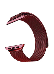 Zoomee Stainless Steel Mesh Loop Band for Apple Watch 44mm, Red