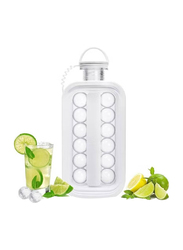 2 in 1 Portable Ice Ball Maker Kettle with 17 Grids Flat Body Lid Cooling Ice Pop/Cube Molds, White