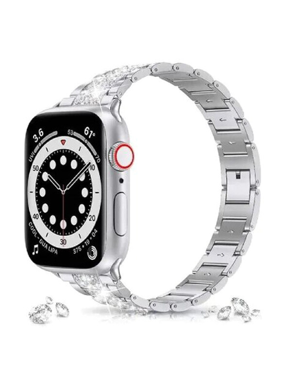 Gennext Replacement Women Jewelry Bling Band Diamond Bracelet for Apple Watch Ultra 49mm & Series 7/6/5/4/3/2/1/SE 45mm/44mm/42mm, Silver