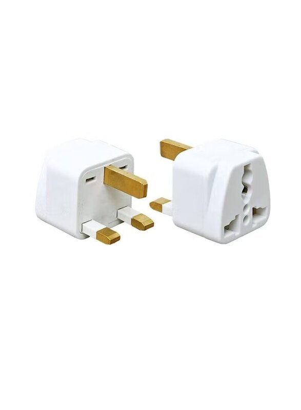 Universal 3 Pin Outlet Converter Socket Travel Adapter, 2 Piece, White