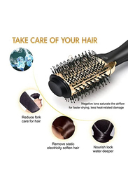 Enzo Negative Ionic Hot Air Volumizer Hair Dryer Brush for Styling & Frizz Control, Black/Gold