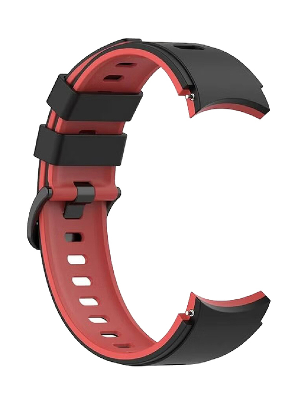 Gennext Soft Silicone Two Colour Replacement Sport Band for Samsung Galaxy Watch 4, 4 Classic, 5, 5 Pro, 6, 6 Classic, Red/Black