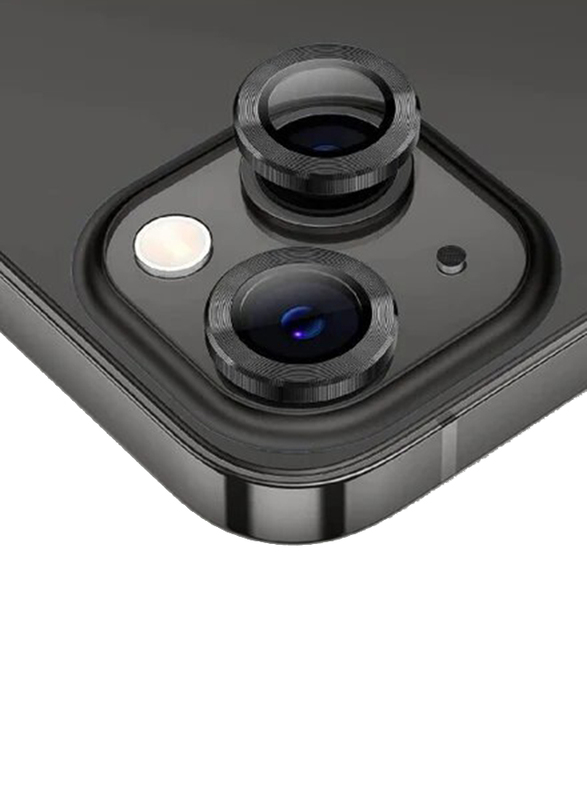 

Gennext Apple iPhone 14 9H Tempered Glass Camera Cover Screen Lens Protector with Metal Individual Ring, Black