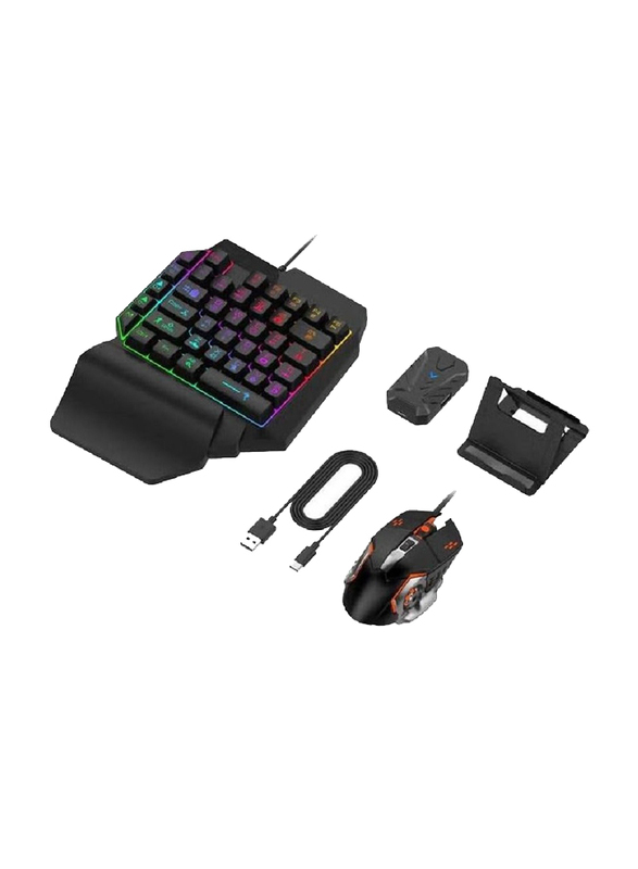 4-in-1 Mobile Gaming Combo Pack Including Keyboard & Mouse, Black