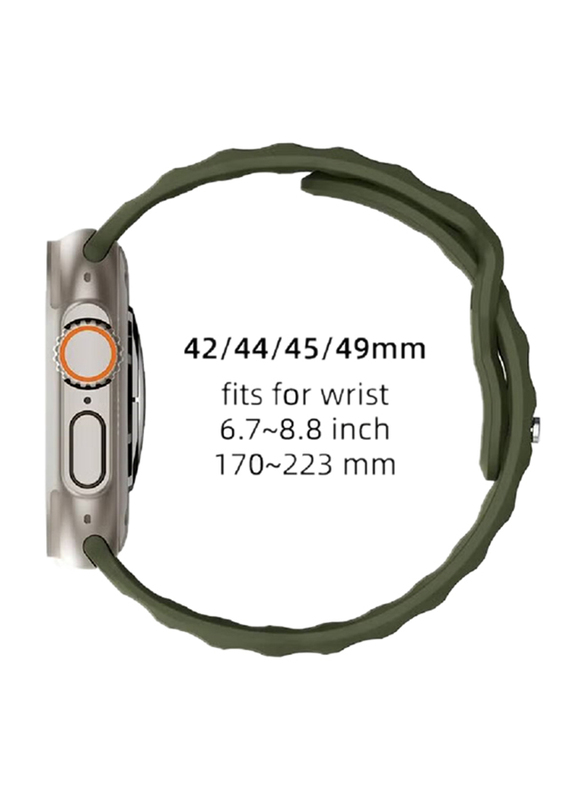 Gennext Replacement New Design Silicone Waterproof Strap for Apple Watch Ultra Band 49mm, iWatch Series 8/7/6/5/4/3/2/1/SE/Ultra, Olive