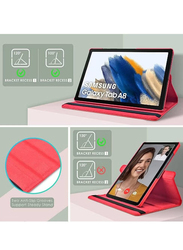 Samsung Galaxy Tab A8 10.5 360 Degree Rotating Stand (Auto Sleep/Wake)Folio Leather Smart Cover Case, Red