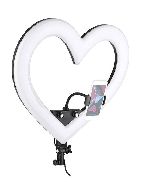 Gennext Universal 12" RGB Colourful Heart-shaped LED Stepless Dimming Ring Light with Phone Holder, Multicolour