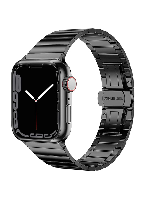 Zoomee Stainless Steel Band with Screen Protector for Apple Watch Series 3 42mm, Black