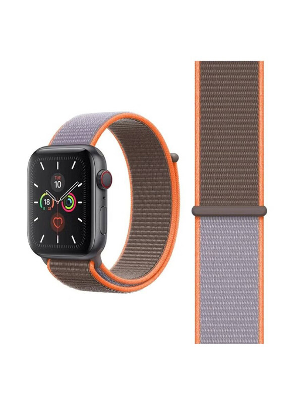 

Gennext Nylon Sport Band Soft Replacement Strap for Apple iWatch Series 8/ultra/7/6/SE/5/4/3/2/1, Grey/Orange