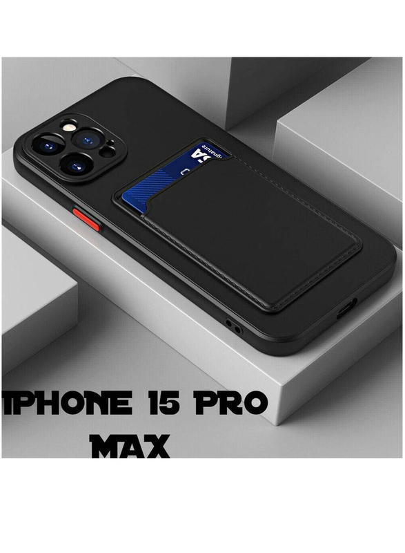 Apple iPhone 15 Pro Max Protective Shockproof Card Slot Camera Protection Mobile Phone Case Cover, Black