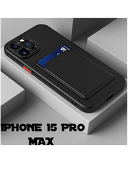 Apple iPhone 15 Pro Max Protective Shockproof Card Slot Camera Protection Mobile Phone Case Cover, Black