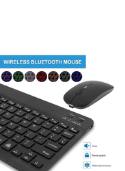 Gennext Rechargeable Bluetooth Keyboard and Mouse Combo Ultra-Slim Portable Compact Wireless English Mouse Keyboard Set for Android Windows Tablet Cell Phone Apple iPhone iPad Pro Air Mini, Black