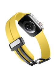 Replacement Soft Sport Wristband Magnetic Clasp Strap for Apple Watch Series Ultra 2 9/8/Ultra 8/7/6/5/4/3/SE 45/44/42mm, Yellow