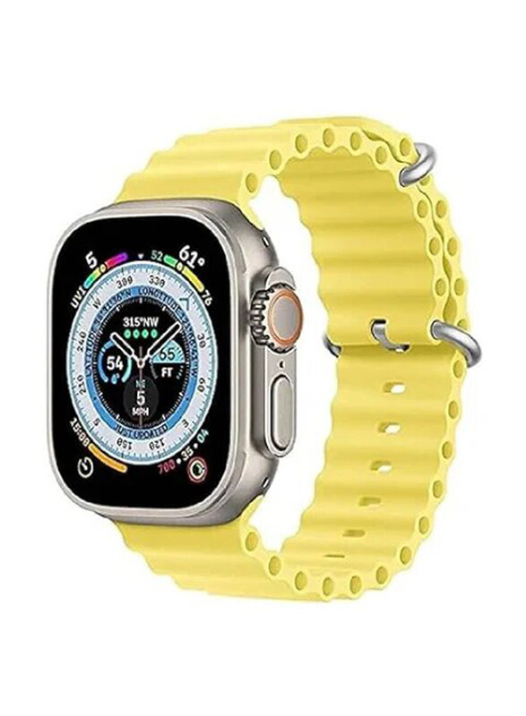 

Gennext Replacement Silicone Hole Wavy Strap for Apple Watch 42/44/45/49mm, Yellow