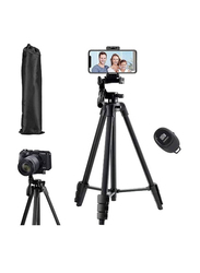 Gennext 136cm Flexible Extendable Phone Tripod Stand with Carry Bag and Wireless Remote for Video Selfie/iPhone Tripod Stand/Travel Camera Tripod, Black